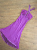 1024a紫色雪纺斜裁外贸，长款裙晚礼服，裙宴会露背连衣裙气质年会