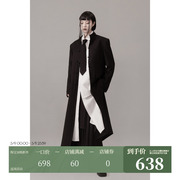 vapourblue原创新中式黑色，立领风衣春季男女高级感中长款西装外套