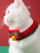 宠物猫咪领结圣诞铃铛针织脖圈项链装饰品狗狗通用布偶英短美短猫