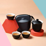 陶瓷快客杯旅行茶具套装，功夫茶具便携露营户外茶具整套