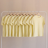 2021年夏季淡黄色奶酪黄宽松(黄宽松)纯色百搭圆领纯棉，短袖t恤男女潮