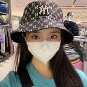 韩国MLB帽子洋基队NY老花满标情侣出游宽檐盆帽休闲字母渔夫帽女