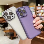 高级感暗紫色苹果14Promax手机壳适用iPhone1312自带镜头膜11透明max个性14Pro简约女ip14情侣保护套十四