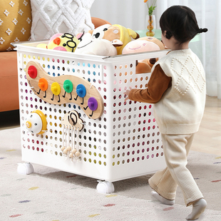 儿童玩具收纳箱带轮宝宝忙碌筐，积木娃娃整理筐忙碌板大容量收纳篮