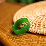 天然新疆和田玉碧玉戒指指环，扳指菠菜绿男女，款尾戒对戒玉指环加宽