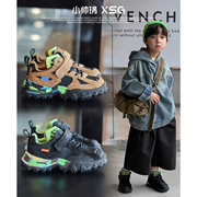 男童秋季运动鞋2023春秋韩版鞋子，中大童休闲儿童，魔术贴老爹鞋