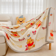 小熊维尼牛奶绒毛毯卡通加厚盖毯迪士尼婴儿空调毯儿童午休小毯子