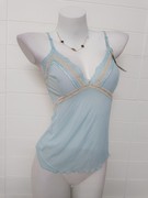 品牌女浅湖蓝法式刺绣蕾，丝网纱透视透明性感，情趣款吊带背心内衣