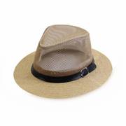 夏季男士帽子爵士礼帽遮阳帽草帽，网眼镂空草帽夏凉帽(夏凉帽)透气网帽