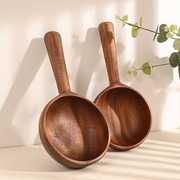 2023年带柄木碗勺叉便携餐具沙比利木整木碗实木水瓢