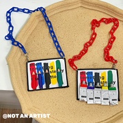 原创艺术家系列个性撞色趣味画家，颜料铅笔独特彩色链条项链装饰链