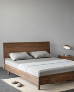 黑胡桃木简约实木床北欧1.8米双人床日式风格小户型婚床