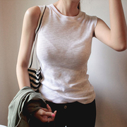 无袖t恤女外穿2024夏季性感韩版薄款修身内搭纯色小背心打底衫潮