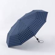 全自动商务i十骨格子雨伞加大厚黑胶防晒遮阳简约时尚创意太