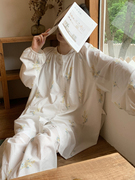 日系冬季纯棉睡衣女2023年家居服春秋款两件套孕妇产后月子服