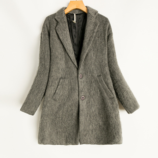 秋冬韩版西装领呢外套，直筒单排扣纯色时尚，气质显瘦中长款呢大衣