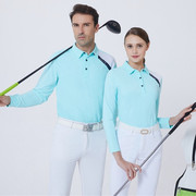 高尔夫球服装男女情侣款秋冬golf长袖，t恤翻领polo运动上衣可定制