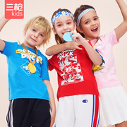 三儿童短袖衫t恤迪士尼男童卡通圆领纯棉，夏季透气短袖上衣女