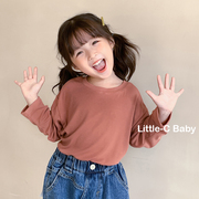 人手n件纯棉宽松打底衫，!韩国儿童，2024春装男女童宝宝长袖t恤