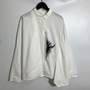 圣迪家女士优雅套头印花蝙蝠袖创意裁剪全棉衬衫断码