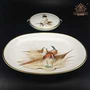 餐具瓷碟汤碗套装德国奢华手绘动物创意陶瓷欧式创意家居摆件