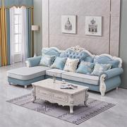 欧式布艺沙发组合客厅大小户型实木，科技布沙发(布沙发)转角贵妃欧式沙发