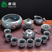 茶具套组哥窑功夫茶具，套组德化陶瓷茶具家用喝茶泡茶具办公室会客