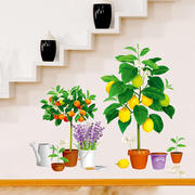 卧室客厅画9304玄关美化纸清新创意水果树盆栽自粘墙贴