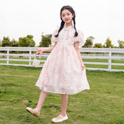 女童夏季连衣裙2024中国风小女孩，公主裙洋气，女大童连衣裙时髦