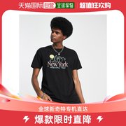香港直邮潮奢newera男士，newyork‘新时代'印花t恤(黑色)
