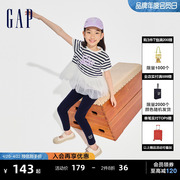 gap女童2024春夏圆领logo蓬蓬纱，短袖t恤公主风甜美上衣890373