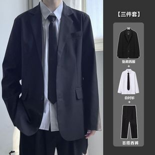 dk制服西服套装男生韩版潮流，垫肩学生小西装，正装学院风外套四件套