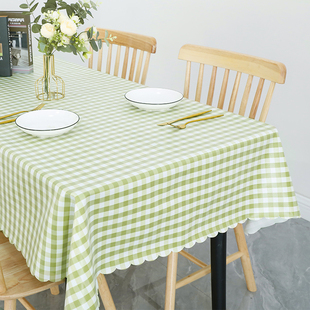 小清新长方形格子桌布tpu桌布，防水台布高级轻奢餐桌垫茶几垫免洗
