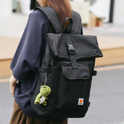 潮牌黑色双肩包女工装大容量高中大学生书包男旅行质感电脑包背包