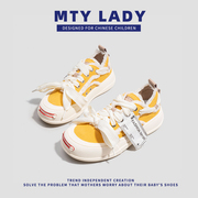 「mtylady」2023春秋，款檀健次同款辣妈厚底帆布鞋女韩版休闲板鞋