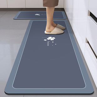 硅藻泥厨房地垫防水防滑耐脏家用地毯，可擦速干防油免洗门口脚垫