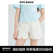 minipeace太平鸟童装女童短裤儿童休闲五分裤甜美白色24夏季