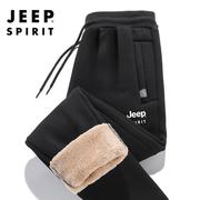 jeep吉普加绒加厚运动裤男士，冬季大码男裤加肥加大羊羔绒休闲裤子