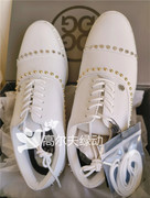韩国G/FORE高尔夫鞋女士真皮铆钉高级白色钉钉时尚运动防水