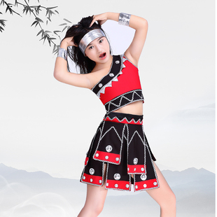 云南佤族女装甩发舞蹈服阿佤阿娃民族舞台服佤族，傣族壮族演出服装