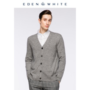 圣雪绒冬季100%纯羊绒衫男v领简约纯色休闲商务，修身长袖针织开衫