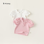 女童娃娃领体恤甜美夏装纯色儿童短袖T恤打底衫小宝宝泡泡袖上衣