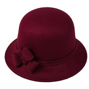 秋冬季女帽 圆顶礼帽毛呢女士盆帽时装帽子圆帽冬季女帽时装帽子