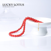 LUCKYLOTUS珠宝首饰红色玛瑙石项链ins女串珠链锁骨简约个性