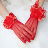 2019新娘手套短款结婚礼服手袖红色韩式全指婚纱手套白色夏季