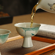 手绘青花品茗杯中式手工，茶杯陶瓷主人杯单个茶碗，功夫茶具喝茶单杯