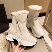 内雪地靴女冬季2023加绒保暖防滑厚底坡跟休闲短靴女棉靴