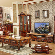 欧式大理石茶几电视柜角，几配套实木雕刻仿古客厅，家用轻奢美式家具