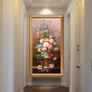 欧式客厅牡丹花开富贵3D十字绣2018玄关现代线绣竖版精准印花