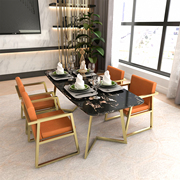北欧ins大理石餐桌，长方形餐桌椅组合现代简约小户型吃饭桌子家用